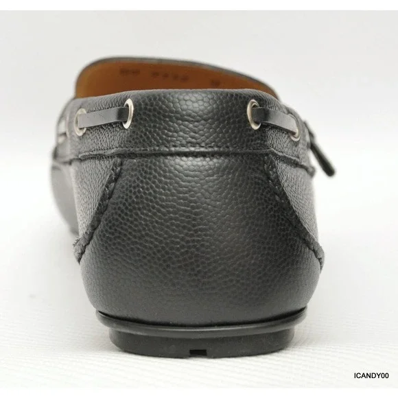 Salvatore Ferragamo Italy Pebbled Leather Moc Driving Loafer Slip-On Black 9 New
